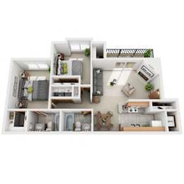 2 beds, 2 baths, 953 sqft, $1,005