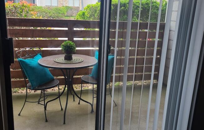 Sliding glass door leading to patio