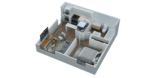 1 bed, 1 bath, 469 sqft, $1,122