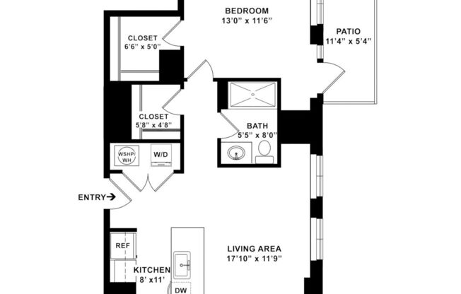 1 bed, 1 bath, 755 sqft, $1,585