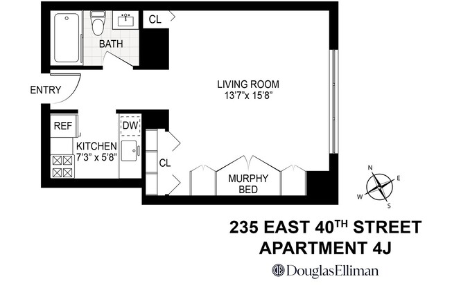 Studio, 1 bath, 400 sqft, $3,650, Unit 4J