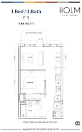 1 bed, 1 bath, 547 sqft, $1,775