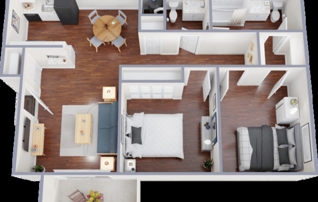 2 beds, 1.5 baths, 811 sqft, $1,090