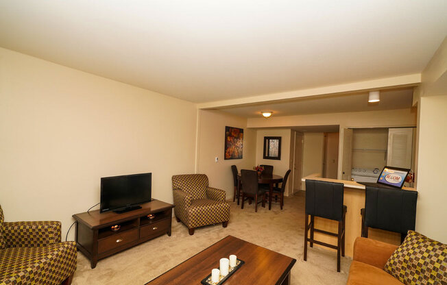 Living Room With Television at Fieldstream Apartment Homes, Ankeny, IA