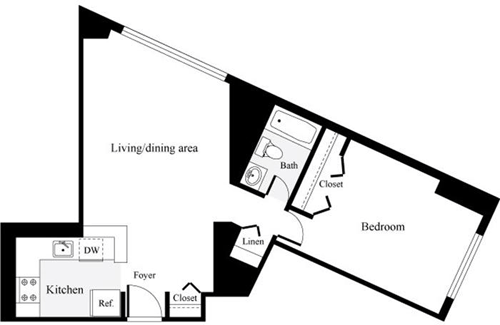 1 bed, 1 bath, 495 sqft, $1,806, Unit 1016
