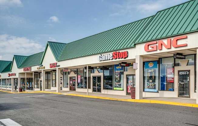 A GameStop store is located in a strip mall.