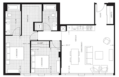 2 beds, 2 baths, 1,076 sqft, $2,729