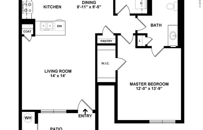 1 bed, 1 bath, 898 sqft, $1,279