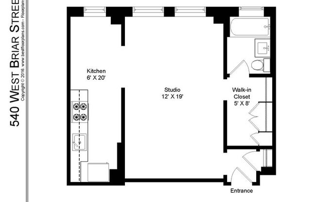Studio, 1 bath, 500 sqft, $1,635, Unit 540-6C