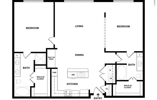 2 beds, 2 baths, 1,297 sqft, $1,620