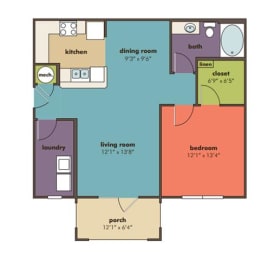 1 bed, 1 bath, 834 sqft, $1,381