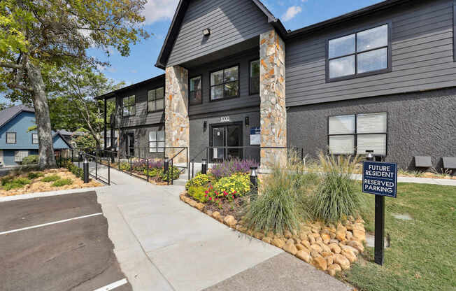 A parking lot with a sign that says "Future Reserved Parking".