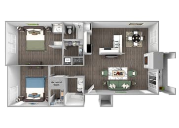 2 beds, 2 baths, 1,054 sqft, $3,667