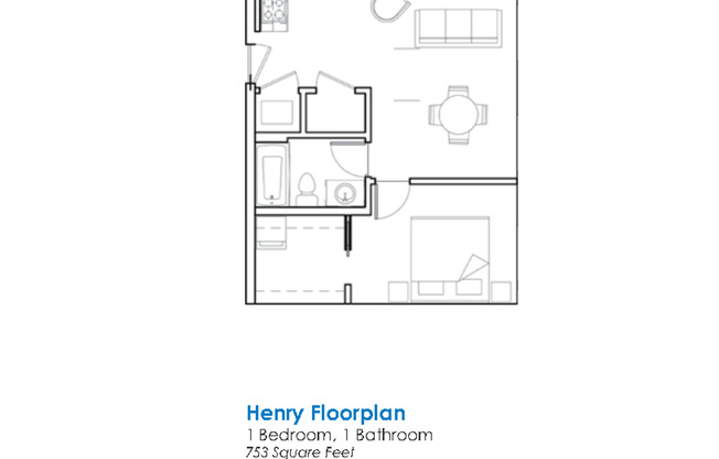 1 bed, 1 bath, 753 sqft, $1,100, Unit #404