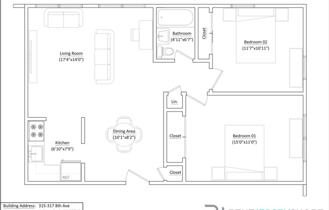 2 beds, 1 bath, 830 sqft, $2,446, Unit 212