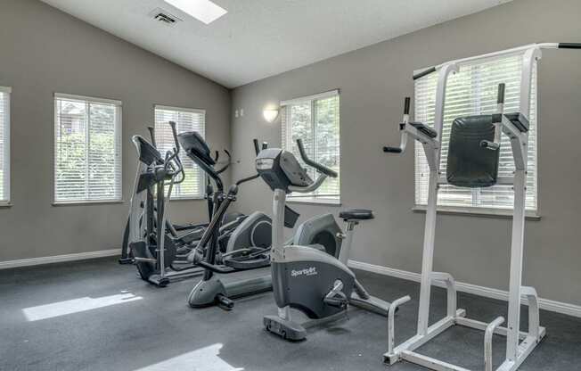 Fitness center with cardio equipment at Northridge Heights Apartments in north Lincoln.
