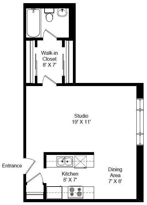 Studio, 1 bath, 525 sqft, $1,655, Unit 531-423