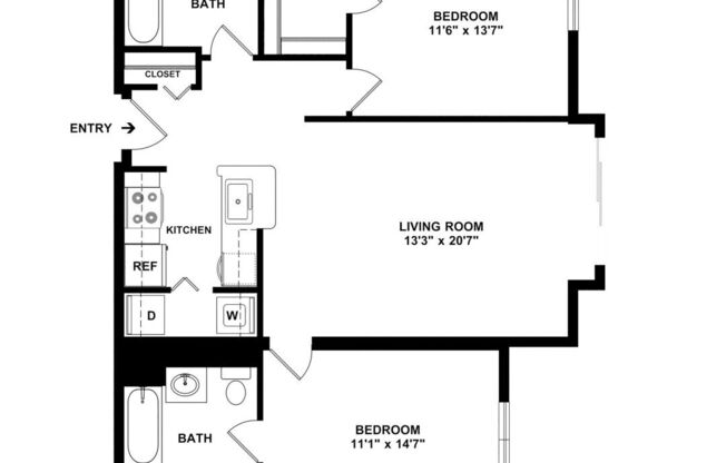 2 beds, 2 baths, 1,030 sqft, $2,995