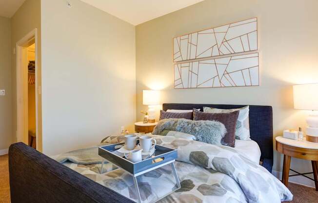 Spacious Master Bedroom with Stylish Furnishings | Apartments Homes for Rent in Canton, MA | Canton Woods