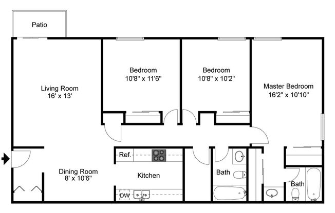 3 beds, 2 baths, 1,080 sqft, $2,225, Unit 4512