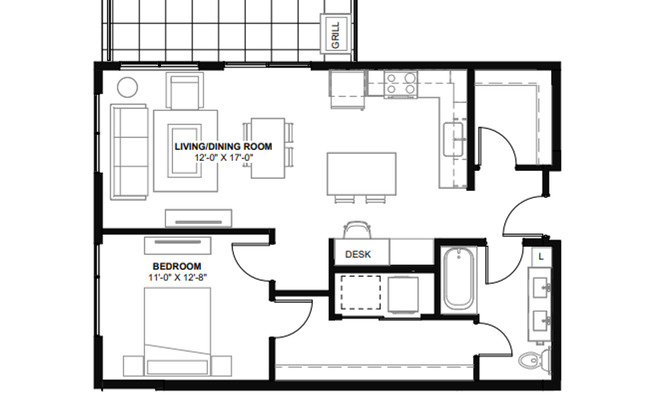 1 bed, 1 bath, 847 sqft, $2,295, Unit P16