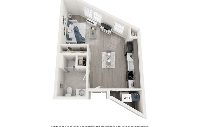 Studio, 1 bath, 490 sqft, $1,800, Unit 422