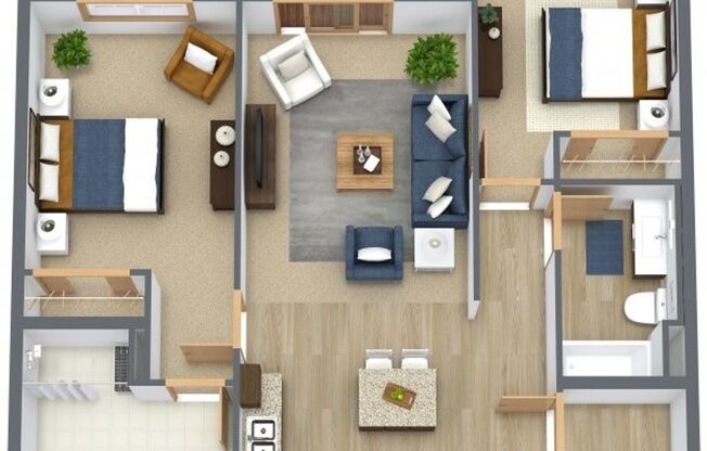 2 beds, 2 baths, 1,049 sqft, $1,870, Unit 124