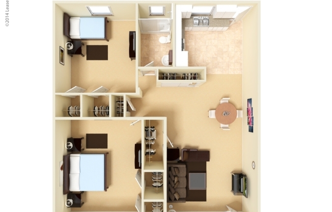 Villager Apartments - The Captiva - 2 bed - 1 bath - 750 sf