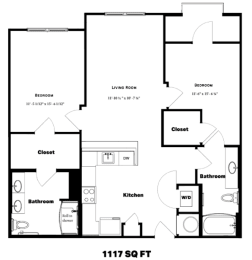 2 beds, 2 baths, 1,117 sqft, $1,980
