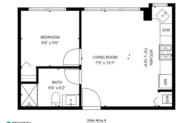 1 bed, 1 bath, 387 sqft, $1,650, Unit 104