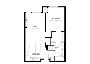 1 bed, 1 bath, 747 sqft, $1,560