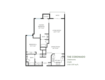 2 beds, 2 baths, 1,077 sqft, $3,385