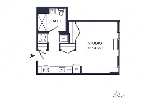 Studio, 1 bath, 485 sqft, $3,400