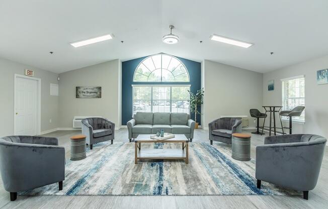 a living room filled with furniture