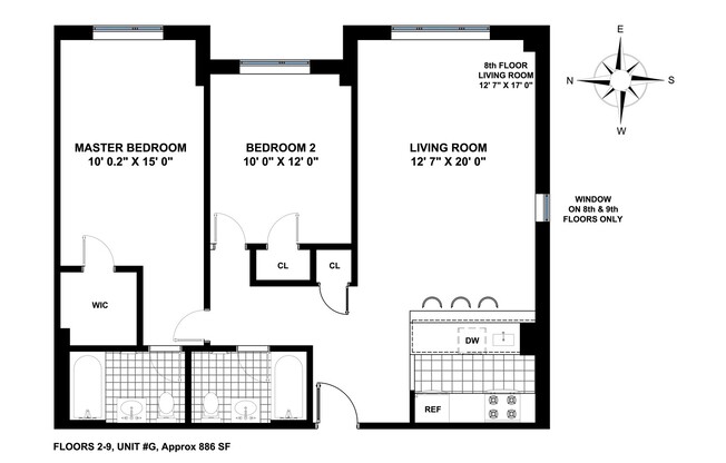 2 beds, 2 baths, $8,000, Unit 7G