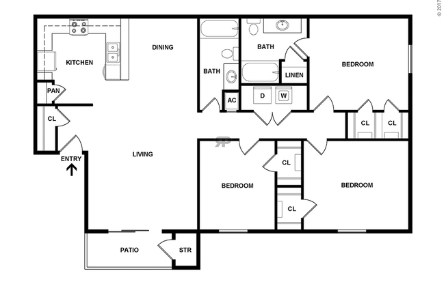 3 beds, 2 baths, 1,327 sqft, $1,589