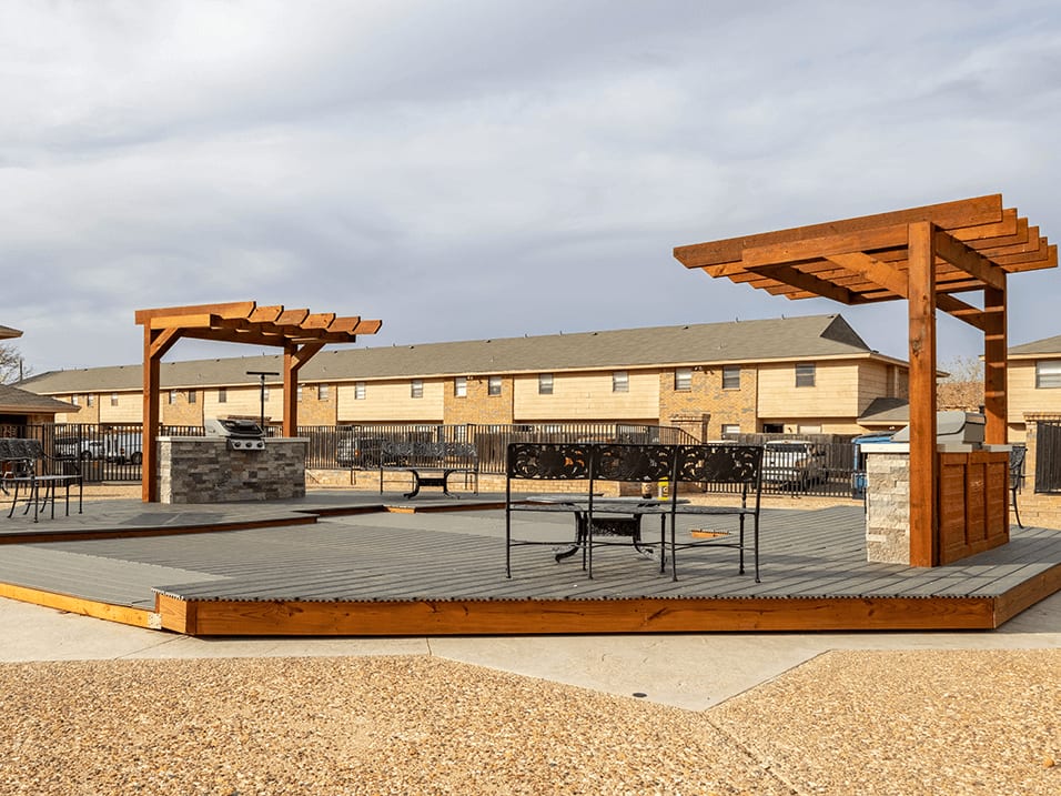 barbecue area at apartment complex