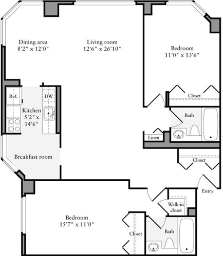 2 beds, 2 baths, 1,117 sqft, $7,572, Unit 03L