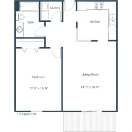 1 bed, 1 bath, 719 sqft, $825