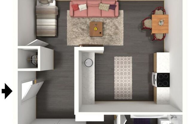 Studio, 1 bath, 560 sqft, $1,185, Unit 29