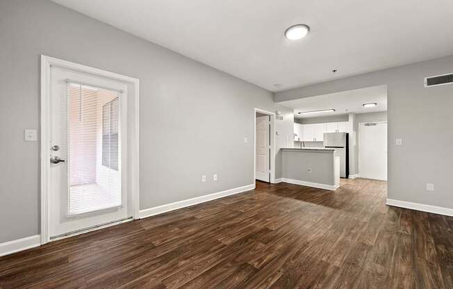 A modern living room at Crogman School Lofts, Atlanta GA 30315