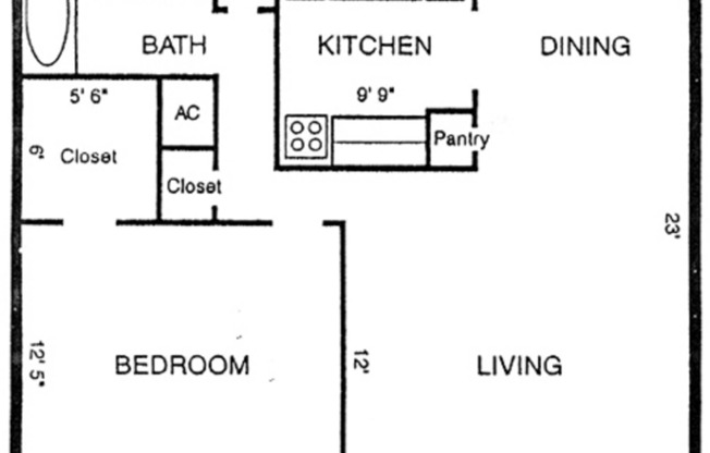 1 Bedroom / 1 Bath 750sf: Beds - 1: Baths - 1: SqFt Range - 750 to 750