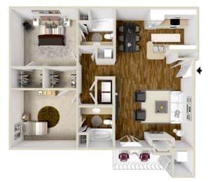 2 beds, 2 baths, 1,200 sqft, $1,600