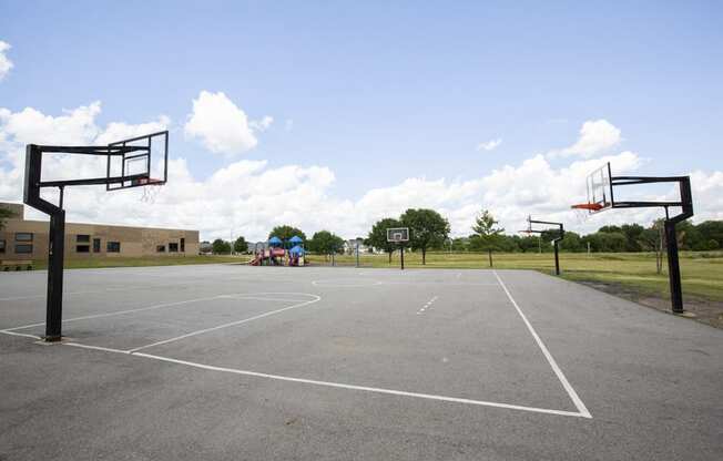 Basketball courts at Brookview Park near 360 at Jordan West best new apartments West Des Moines IA 50266