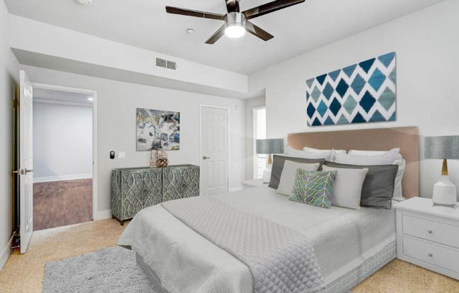 Bedroom With Ceiling Fan at Canyon Crest, Riverside, CA