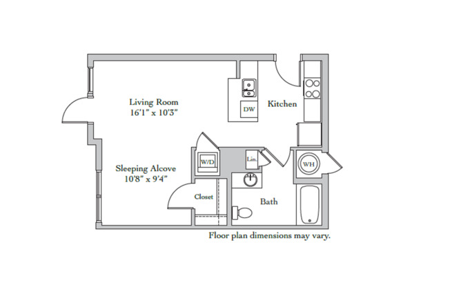 Studio, 1 bath, 564 sqft, $1,725, Unit 1-115