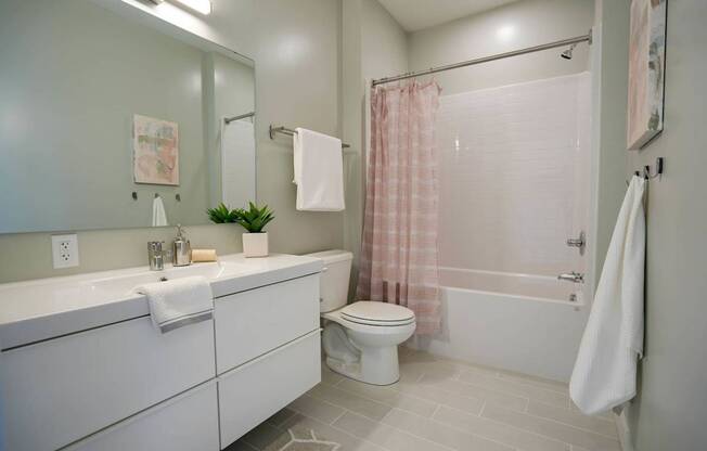 Bathroom With Bathtub at Canary Lofts, Des Moines, Iowa