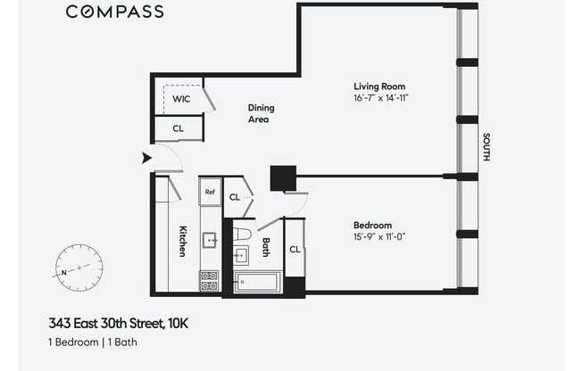 1 bed, 1 bath, 754 sqft, $4,700, Unit 10K