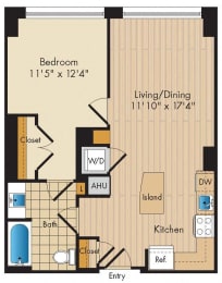  Floor Plan 1 Bed 1 Bath