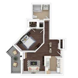 1 bed, 1 bath, 888 sqft, $3,552